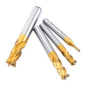 High - Speed Steel And Aluminum End Face Milling Cutter With Straight Shank Titanium - Plated Milling Cutter, 7 PCS/Set, 10 PCS/Set, 11 PCS/Set - laboratorydeal