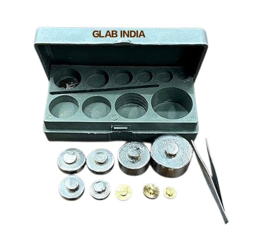 INDIA iron Physical Weight Box | 1gm to 100gm Chrome Plated (C.P.) | Physics Lab Equipment for Calibration & Mass Measurement | Educational & Scientific Laboratory Product