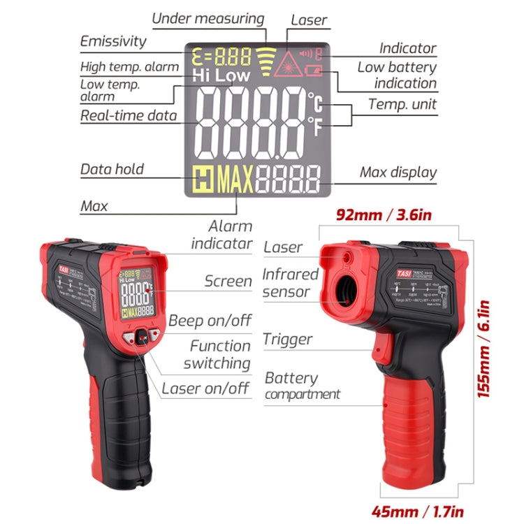 Infrared Thermometer Electronic Color Screen Thermometer, TASI TA601C -50-880 Degrees Celsius laboratorydeal