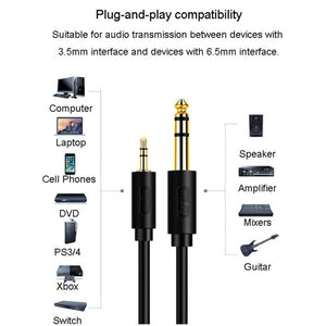 JINGHUA 3.5mm To 6.5mm Audio Cable Amplifier Guitar 6.35mm Cable, 0.5m, 1.5m, 3m, 5m - laboratorydeal