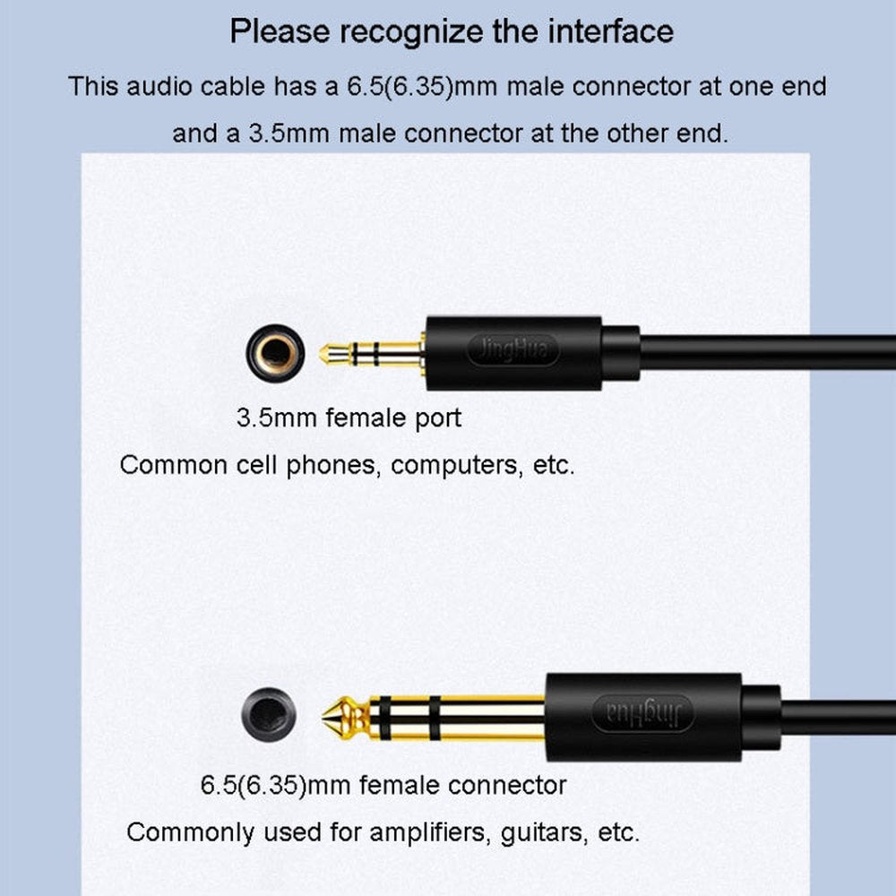 JINGHUA 3.5mm To 6.5mm Audio Cable Amplifier Guitar 6.35mm Cable, 0.5m, 1.5m, 3m, 5m - laboratorydeal