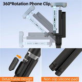 JMARY KT-259 360 Degree Rotating Phone Clip Retractable Selfie Stick Tripod, KT-259
