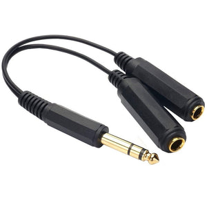 JUNSUNMAY 6.35mm 1/4 inch Male to Dual Female Stereo Audio Jack Adapter Cable, Length: 20cm, 6.35mm M to 2 x F 20cm - laboratorydeal