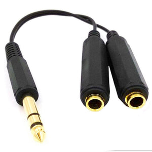 JUNSUNMAY 6.35mm 1/4 inch Male to Dual Female Stereo Audio Jack Adapter Cable, Length: 20cm, 6.35mm M to 2 x F 20cm - laboratorydeal