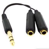 JUNSUNMAY 6.35mm 1/4 inch Male to Dual Female Stereo Audio Jack Adapter Cable, Length: 20cm, 6.35mm M to 2 x F 20cm