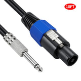 JUNSUNMAY Speakon Male to 6.35mm Male Audio Speaker Adapter Cable with Snap Lock, 6FT, 10FT, 25FT, 50FT