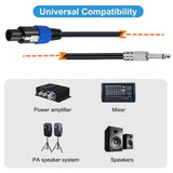 JUNSUNMAY Speakon Male to 6.35mm Male Audio Speaker Adapter Cable with Snap Lock, 6FT, 10FT, 25FT, 50FT