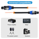 JUNSUNMAY Speakon Male to Speakon Male Audio Speaker Adapter Cable with Snap Lock, 6FT, 10FT, 25FT, 50FT
