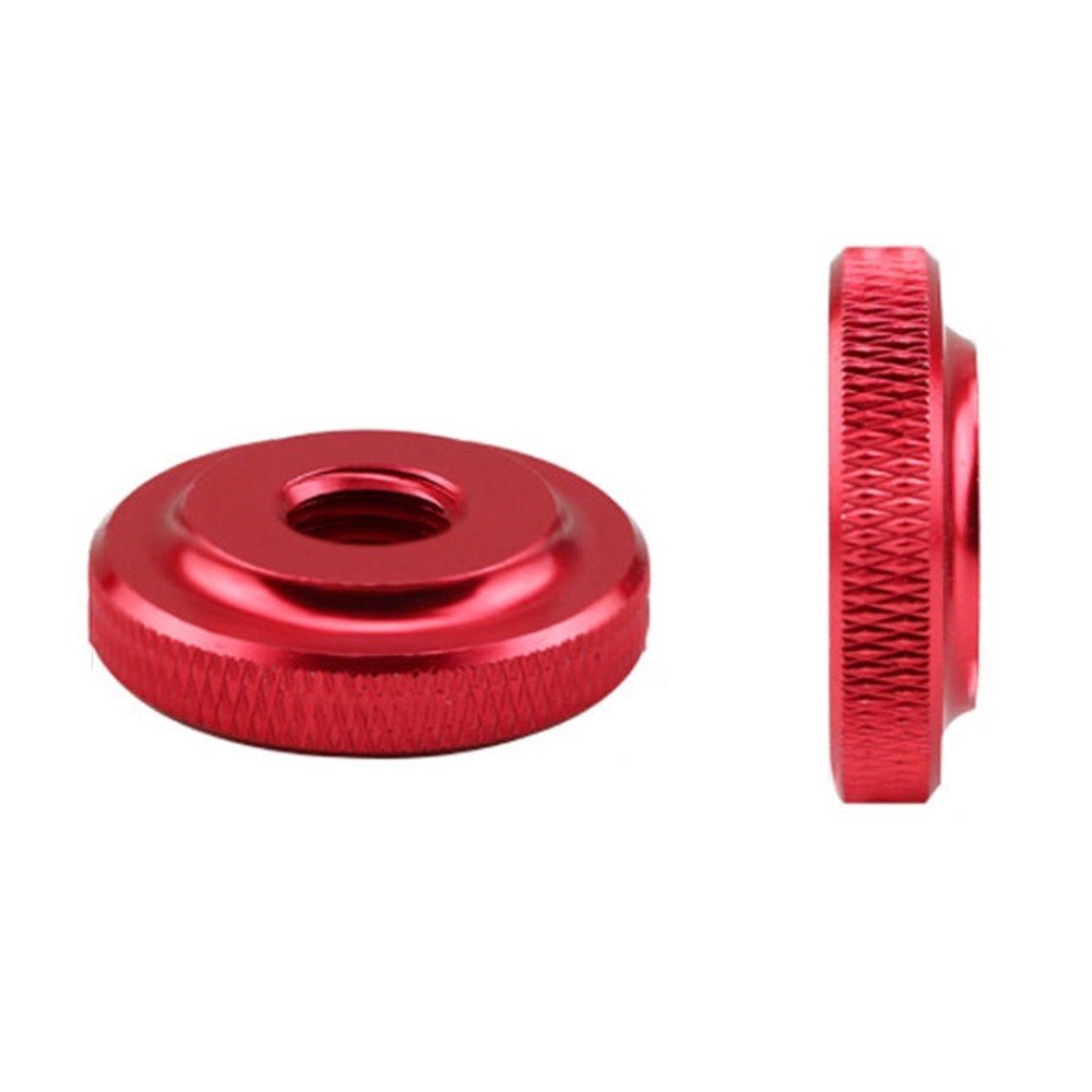 Knurled Aluminum Alloy Single Layer Hand Tight Nut Thin Small Step Nut, M3 - D11x3Red, M4 - D12x3Red, M5 - D16x4Red, M6 - D20x5Red, M8 - D20x6Red, M10 - D20x8Red, M10 - D30x8Red - laboratorydeal