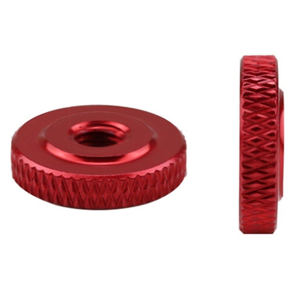 Knurled Aluminum Alloy Single Layer Hand Tight Nut Thin Small Step Nut, M3 - D11x3Red, M4 - D12x3Red, M5 - D16x4Red, M6 - D20x5Red, M8 - D20x6Red, M10 - D20x8Red, M10 - D30x8Red - laboratorydeal