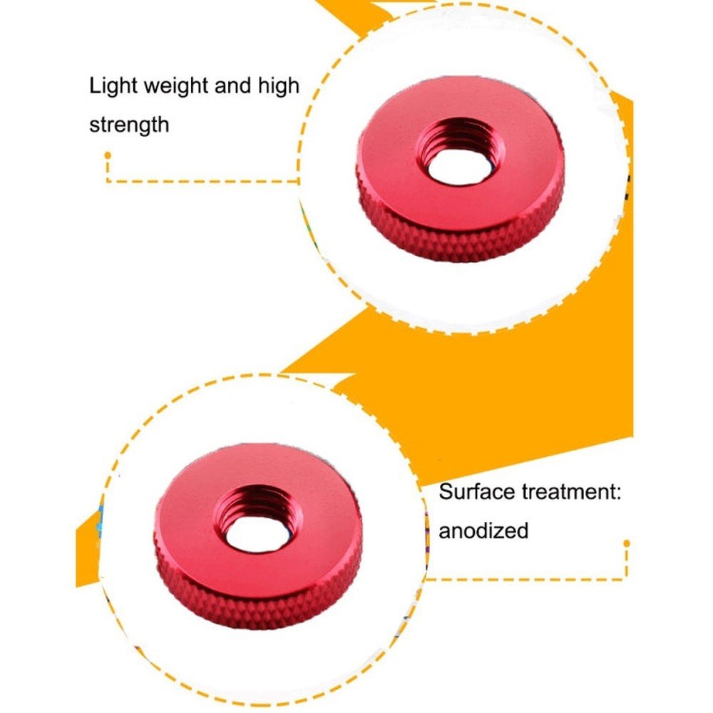 Knurled Aluminum Alloy Single Layer Hand Tight Nut Thin Small Step Nut, M3 - D11x3Red, M4 - D12x3Red, M5 - D16x4Red, M6 - D20x5Red, M8 - D20x6Red, M10 - D20x8Red, M10 - D30x8Red - laboratorydeal