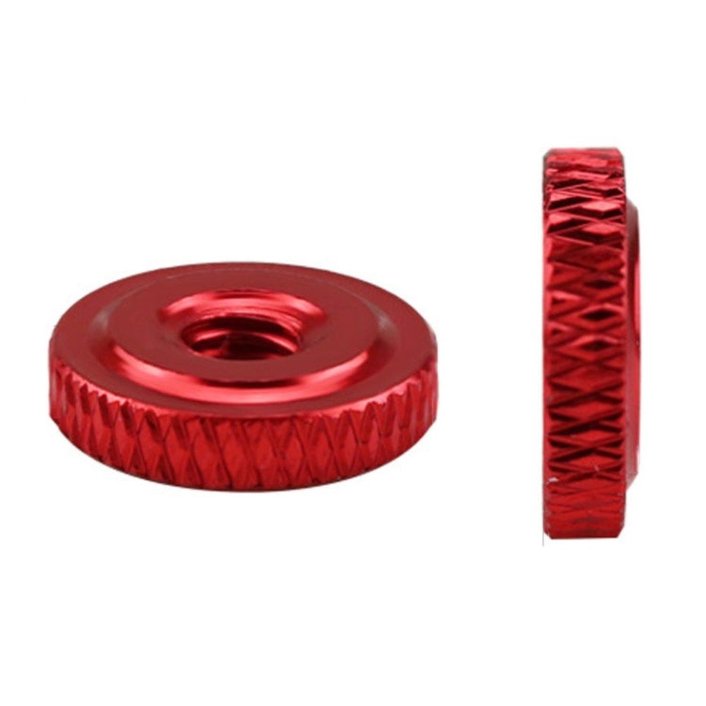 Knurled Aluminum Alloy Single Layer Hand Tight Nut Thin Small Step Nut, M3 - D11x3Red, M4 - D12x3Red, M5 - D16x4Red, M6 - D20x5Red, M8 - D20x6Red, M10 - D20x8Red, M10 - D30x8Red - laboratorydeal