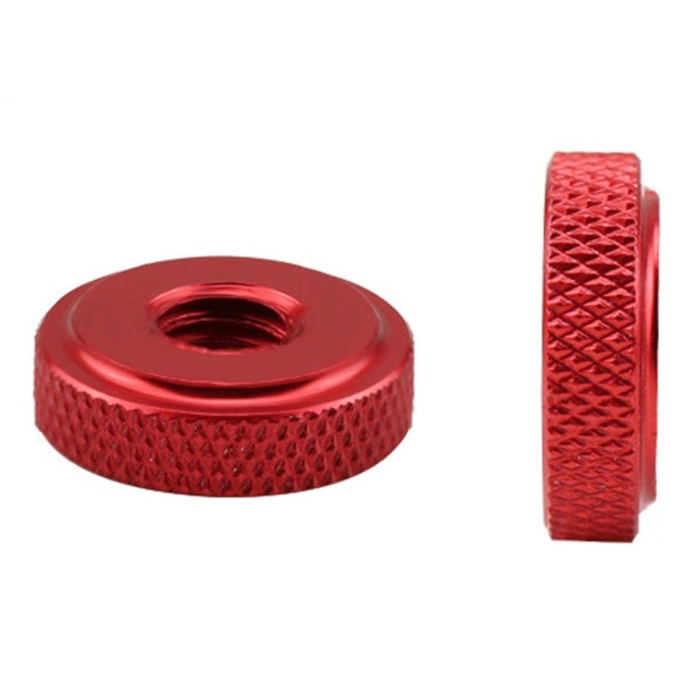 Knurled Aluminum Alloy Single Layer Hand Tight Nut Thin Small Step Nut, M3 - D11x3Red, M4 - D12x3Red, M5 - D16x4Red, M6 - D20x5Red, M8 - D20x6Red, M10 - D20x8Red, M10 - D30x8Red - laboratorydeal