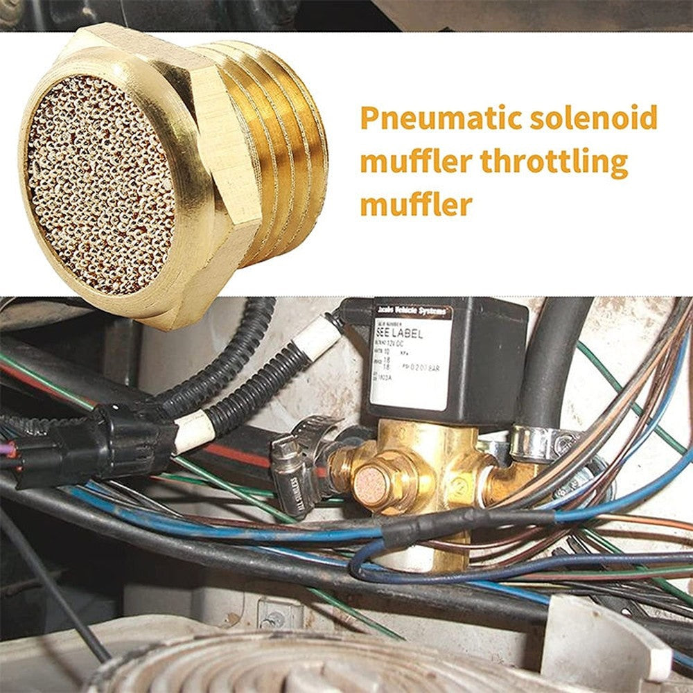 LAIZE 2pcs Semi Copper Flat Pneumatic Muffler, Caliber:4 Point, 1 Point, 2 Point, 3 Point, 4 Point