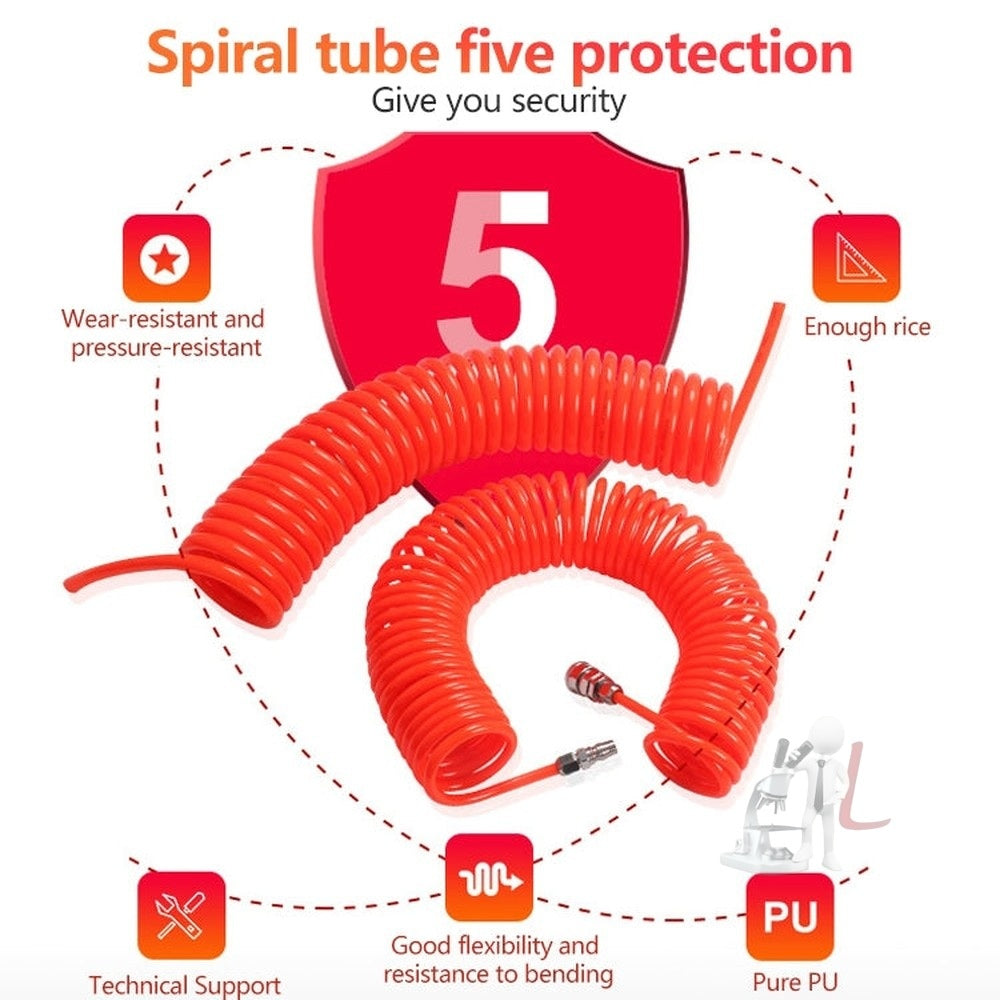 LAIZE Compressor Air Flexible PU Spring Tube without Connector, 8x5mm, 3m, without Connector, 8x5mm, 6m, without Connector, 8x5mm, 9m, without Connector, 8x5mm, 12m, without Connector, 8x5mm, 15m, without Connector, 10x6.5mm, 6m, without Connector�����...