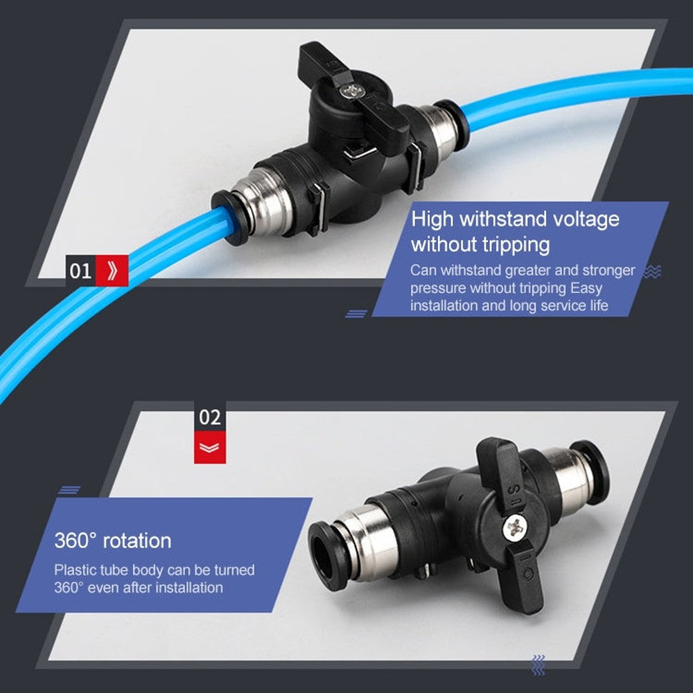 LAIZE Manual Valve Pneumatic Quick Fitting Connector, BUC-4, BUC-6, BUC-8, BUC-10, BUC-12, HVFF-4, HVFF-6, HVFF-8, HVFF-10, HVFF-12