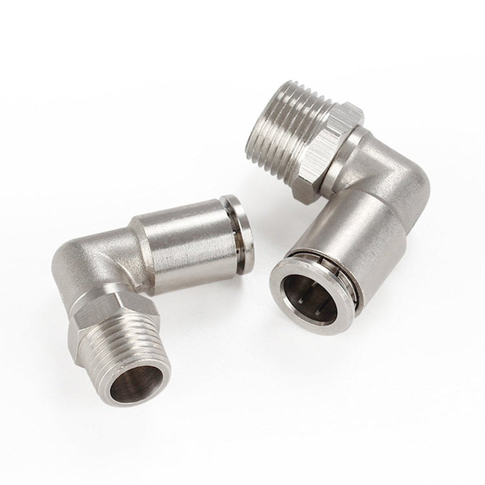 LAIZE Nickel Plated Copper Elbow Male Thread Pneumatic Quick Fitting Connector, PL4-01, PL4-02, PL4-M5, PL6-01, PL6-02, PL6-03, PL6-04, PL6-M5, PL8-01, PL8-02, PL8-03, PL8-04, PL10-01, PL10-02, PL10-03, PL10-04, PL12-01, PL12-02, PL12-03, PL12-04, PL14...