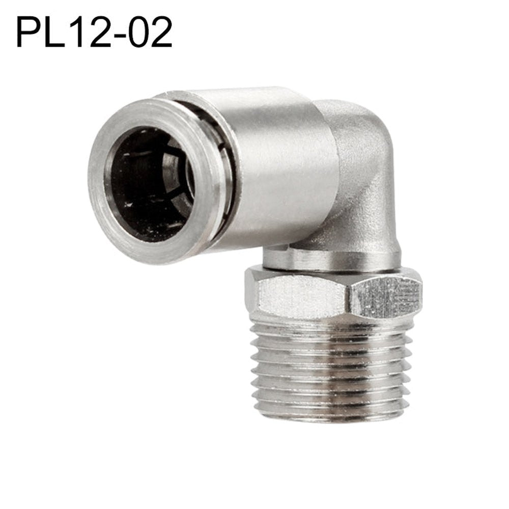 LAIZE Nickel Plated Copper Elbow Male Thread Pneumatic Quick Fitting Connector, PL4-01, PL4-02, PL4-M5, PL6-01, PL6-02, PL6-03, PL6-04, PL6-M5, PL8-01, PL8-02, PL8-03, PL8-04, PL10-01, PL10-02, PL10-03, PL10-04, PL12-01, PL12-02, PL12-03, PL12-04, PL14...