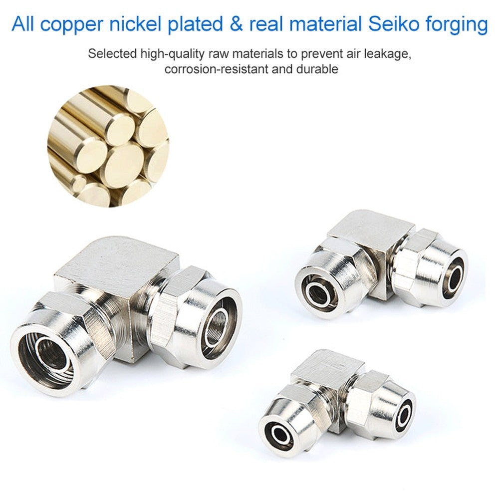 LAIZE Nickel Plated Copper Elbow Pneumatic Quick Connector, PV-6, PV-8, PV-10, PV-12