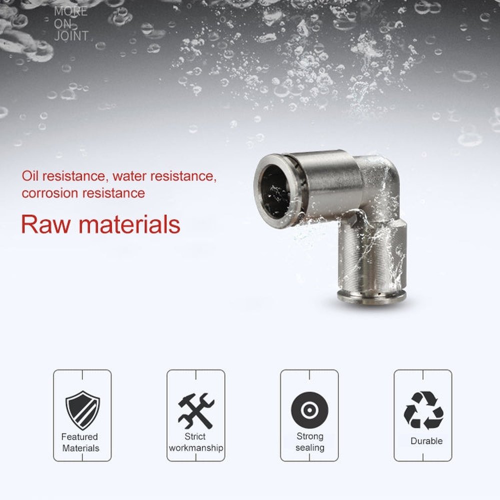 LAIZE Nickel Plated Copper Elbow Pneumatic Quick Connector, PV-4, PV-6, PV-8, PV-10, PV-12, PV-14