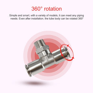 LAIZE Nickel Plated Copper Male Tee Branch Pneumatic Quick Connector, PB4-01, PB4-02, PB4-M5, PB6-01, PB6-02, PB6-03, PB6-04, PB6-M5, PB8-01, PB8-02, PB8-03, PB8-04, PB10-01, PB10-02, PB10-03, PB10-04, PB12-01, PB12-02, PB12-03, PB12-04