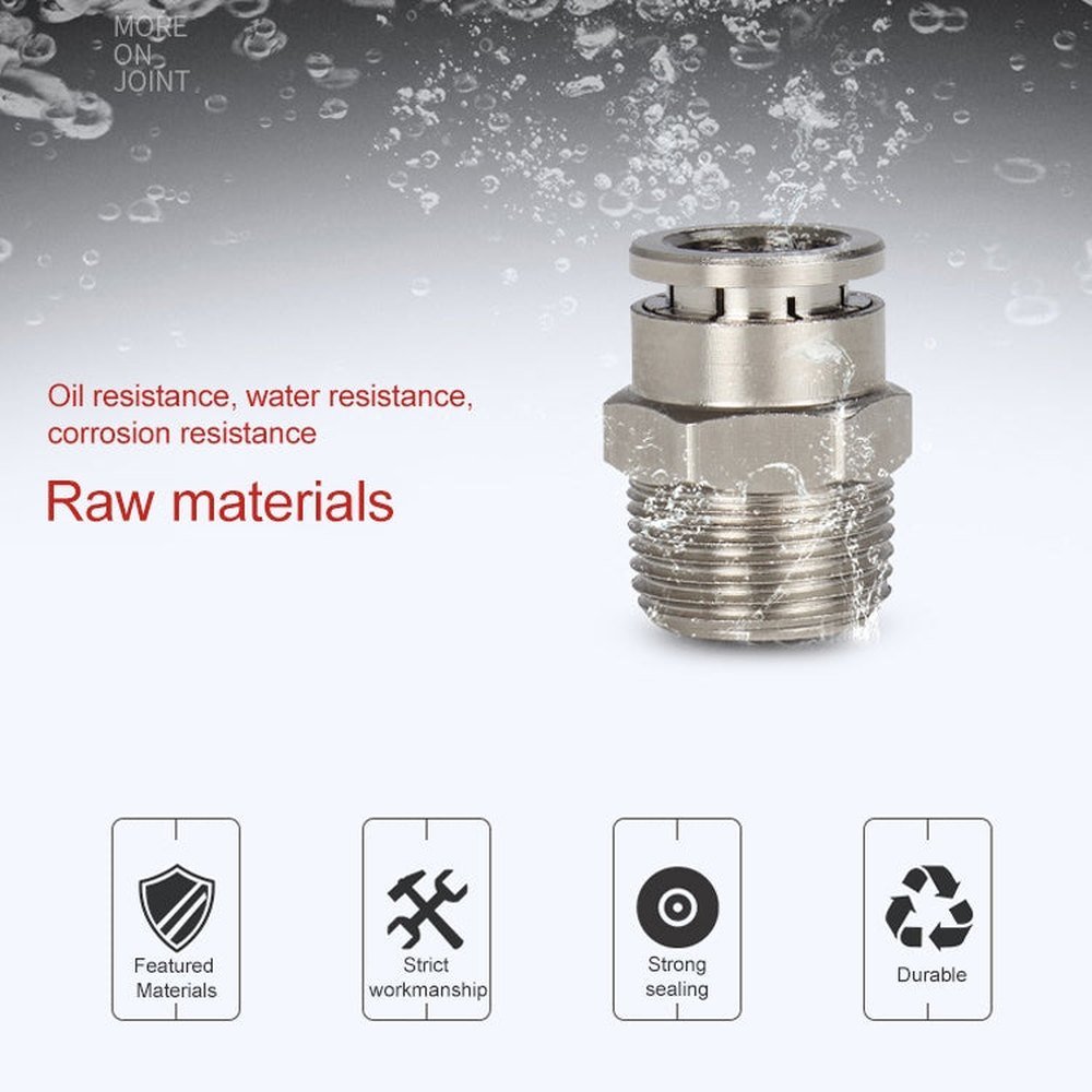 LAIZE Nickel Plated Copper Male Thread Straight Pneumatic Quick Connector, PC16 - 03, PC16 - 04 - laboratorydeal