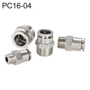LAIZE Nickel Plated Copper Male Thread Straight Pneumatic Quick Connector, PC16 - 03, PC16 - 04 - laboratorydeal