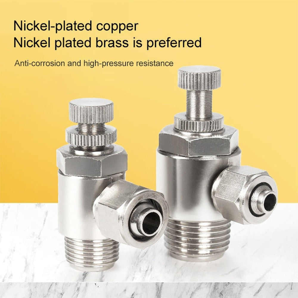LAIZE Nickel Plated Copper Trachea Quick Fitting Throttle Valve Lock Female Connector, SL6-M5, SL6-01, SL6-02, SL6-03, SL6-04, SL8-01, SL8-02, SL8-03, SL8-04, SL10-01, SL10-02, SL10-03, SL10-04, SL12-02, SL12-03, SL12-04
