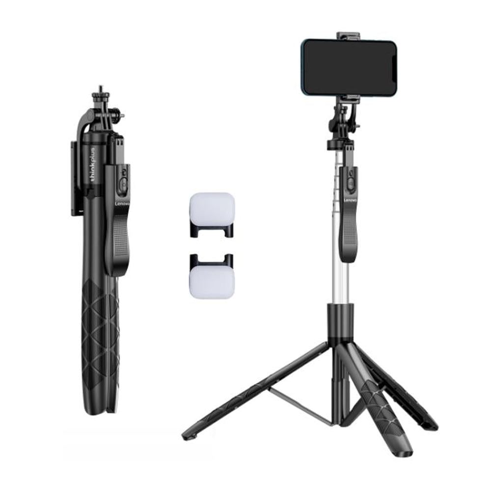 Lenovo Thinkplus H18B Flagship Stainless Steel Bluetooth Selfie Stick with Dual Fill Light, 1.8m - laboratorydeal