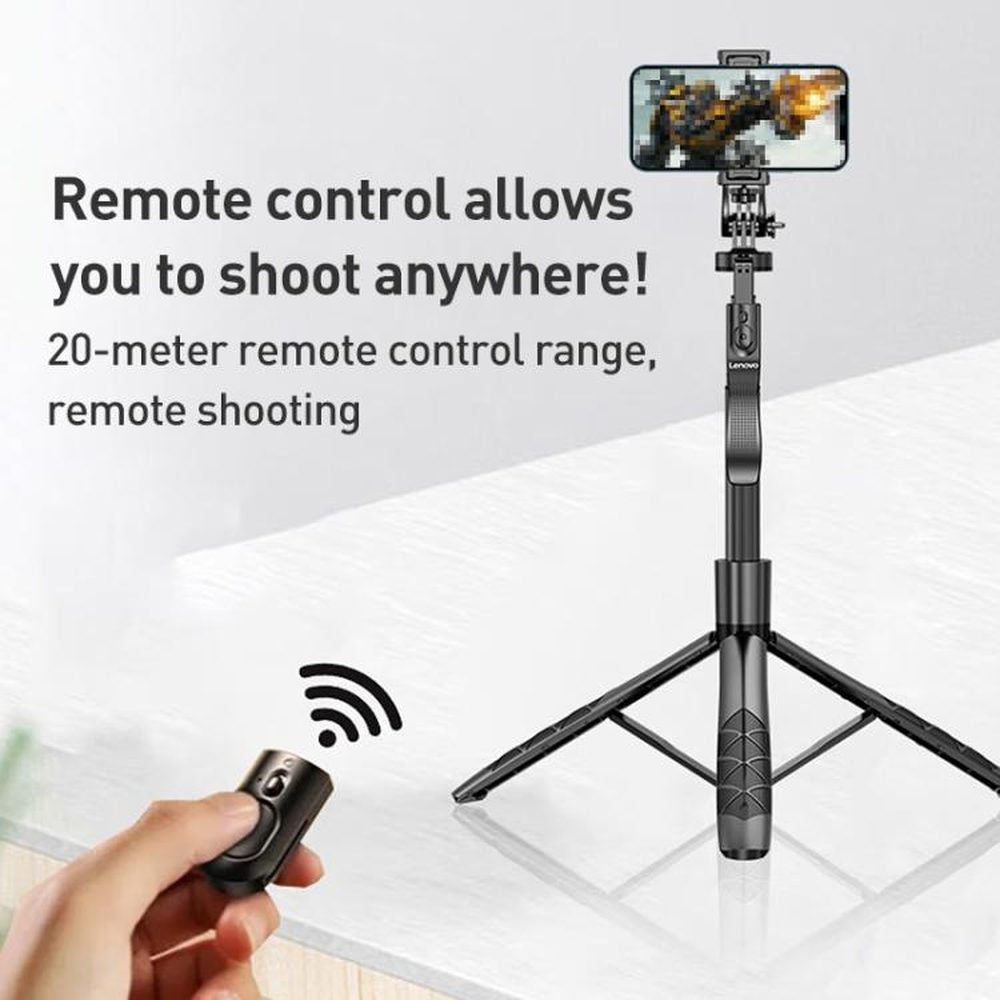 Lenovo Thinkplus H18L Premium Aluminum Alloy Bluetooth Selfie Stick, 1.8m - laboratorydeal