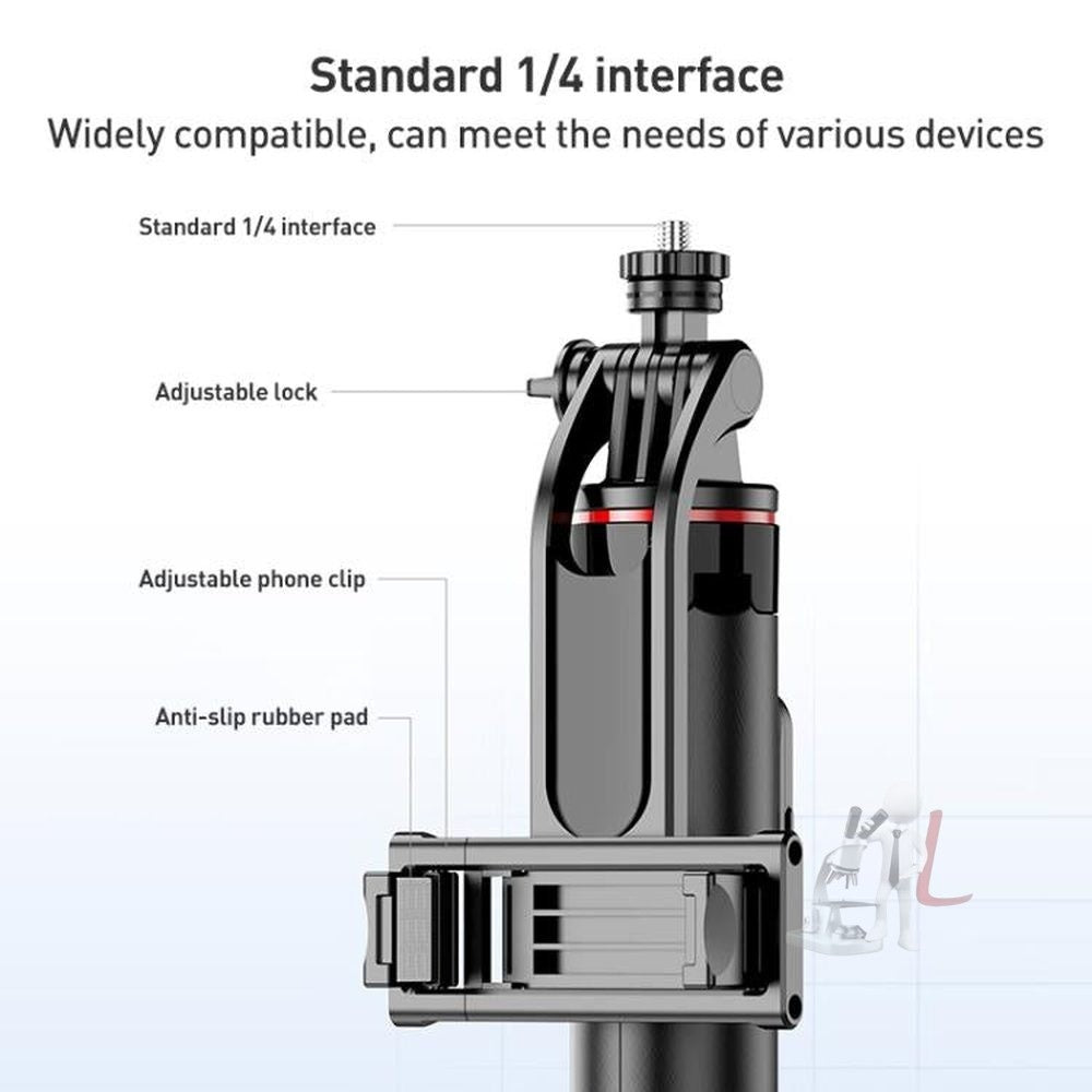 Lenovo Thinkplus H1V Premium Aluminum Alloy Bluetooth Selfie Stick, 1.3m - laboratorydeal