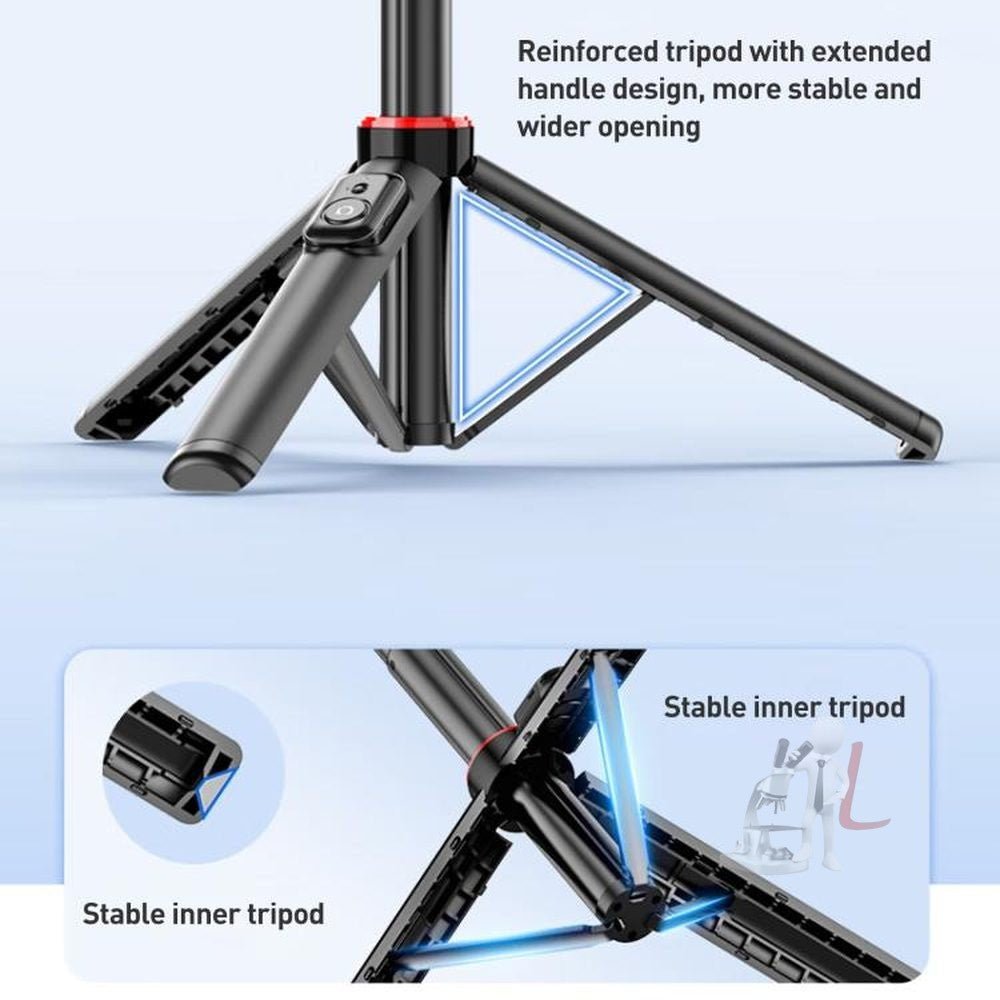 Lenovo Thinkplus H1V Premium Aluminum Alloy Bluetooth Selfie Stick, 1.3m - laboratorydeal