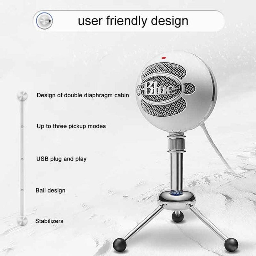 Logitech Blue Snowball - ice USB Condenser Anchor Recording Microphone, Blue Snowball - ice - laboratorydeal