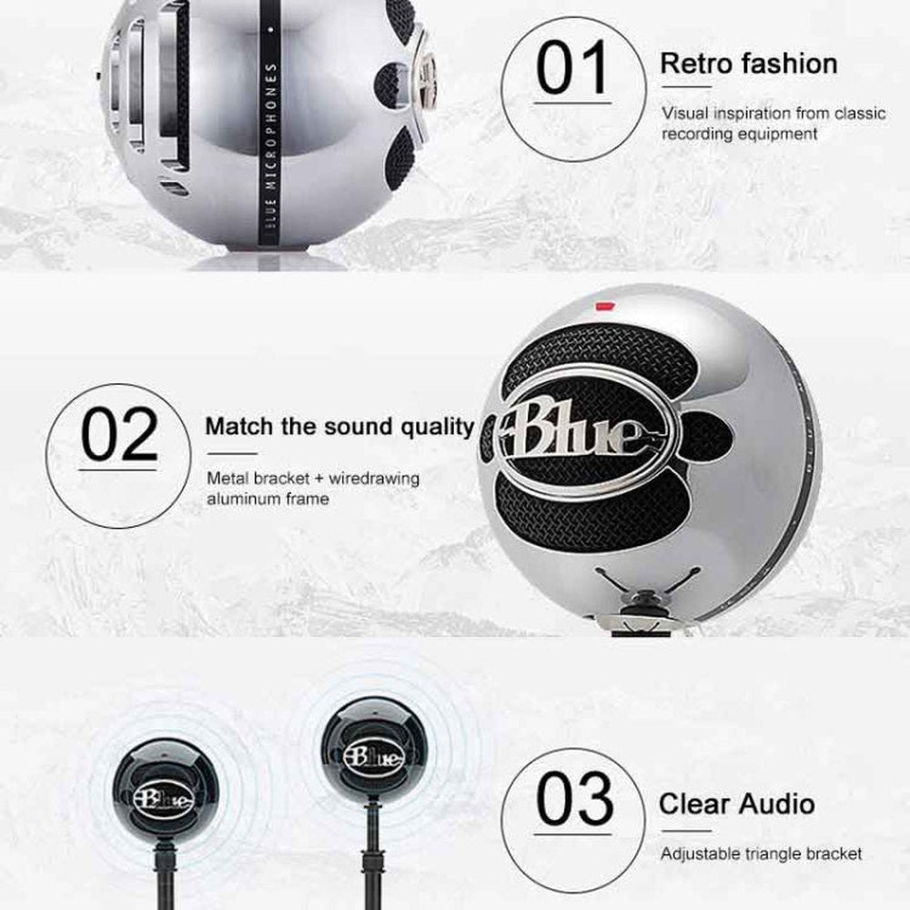 Logitech Blue Snowball - ice USB Condenser Anchor Recording Microphone, Blue Snowball - ice - laboratorydeal