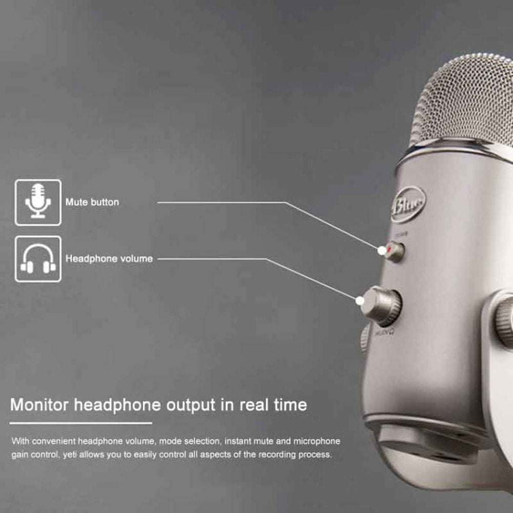 Logitech Blue Yeti USB Condenser Microphone, Blue Yeti(Black), Blue Yeti(Blue), Blue Yeti(Silver) - laboratorydeal