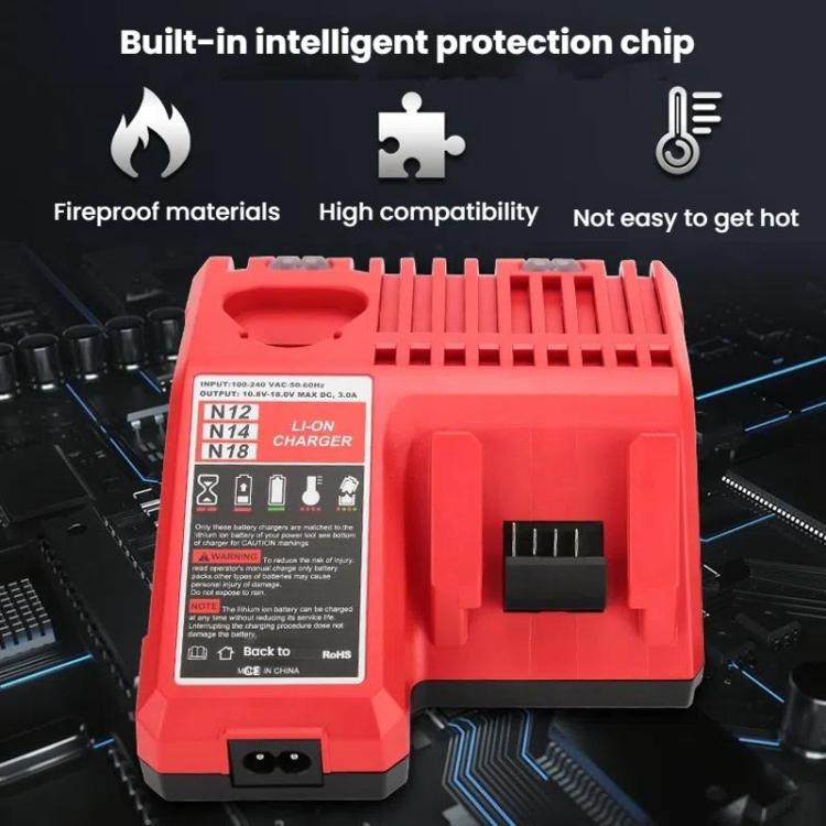 M12 - 18C For Milwaukee 18V Power Tools Battery Charger, EU, US - laboratorydeal
