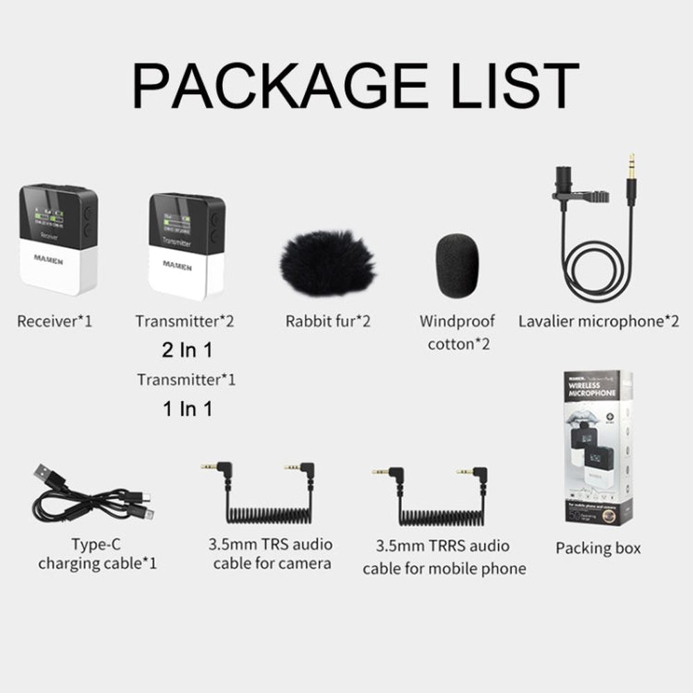 MAMEN KT - W1 Live Single - Reverse Camera Microphone, Specification:, 1 in 1, 2 in 1 - laboratorydeal