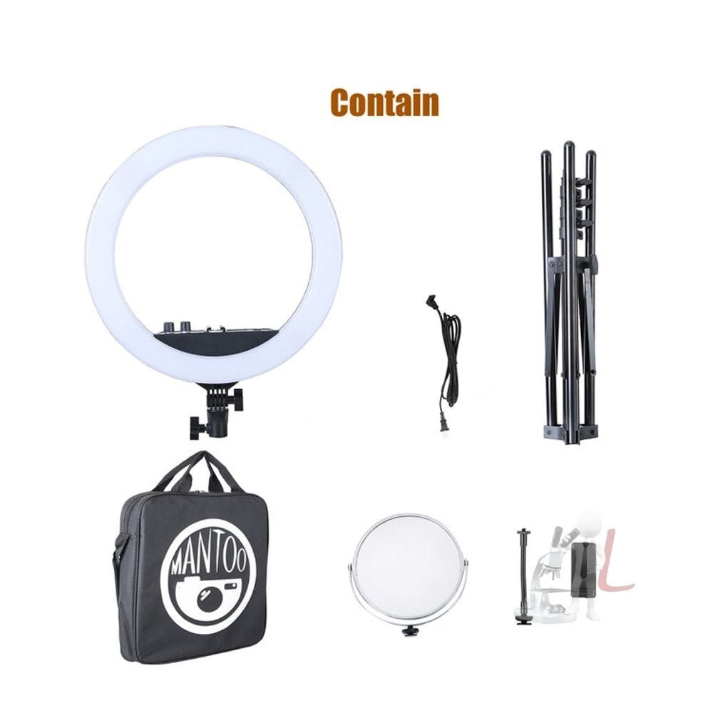 MANTOO RL - 12 II 100 - 240V 28W 12 inch Two - color Dimmable Ring Fill Light with Tripod, 12 inch - laboratorydeal