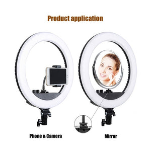MANTOO RL - 18 II 100 - 240V 55W 18 inch Two - color Dimmable Ring Fill Light with Tripod, 18 inch - laboratorydeal