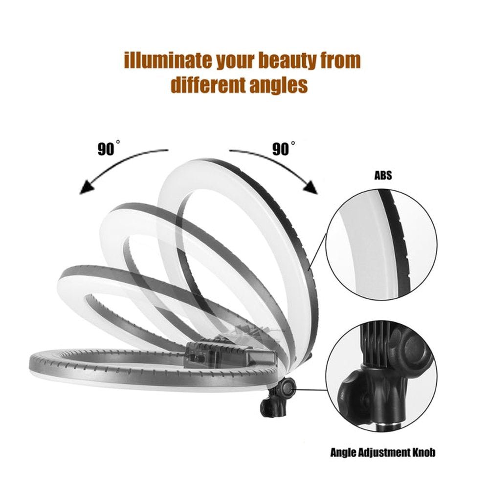 MANTOO RL - 18 II 100 - 240V 55W 18 inch Two - color Dimmable Ring Fill Light with Tripod, 18 inch - laboratorydeal