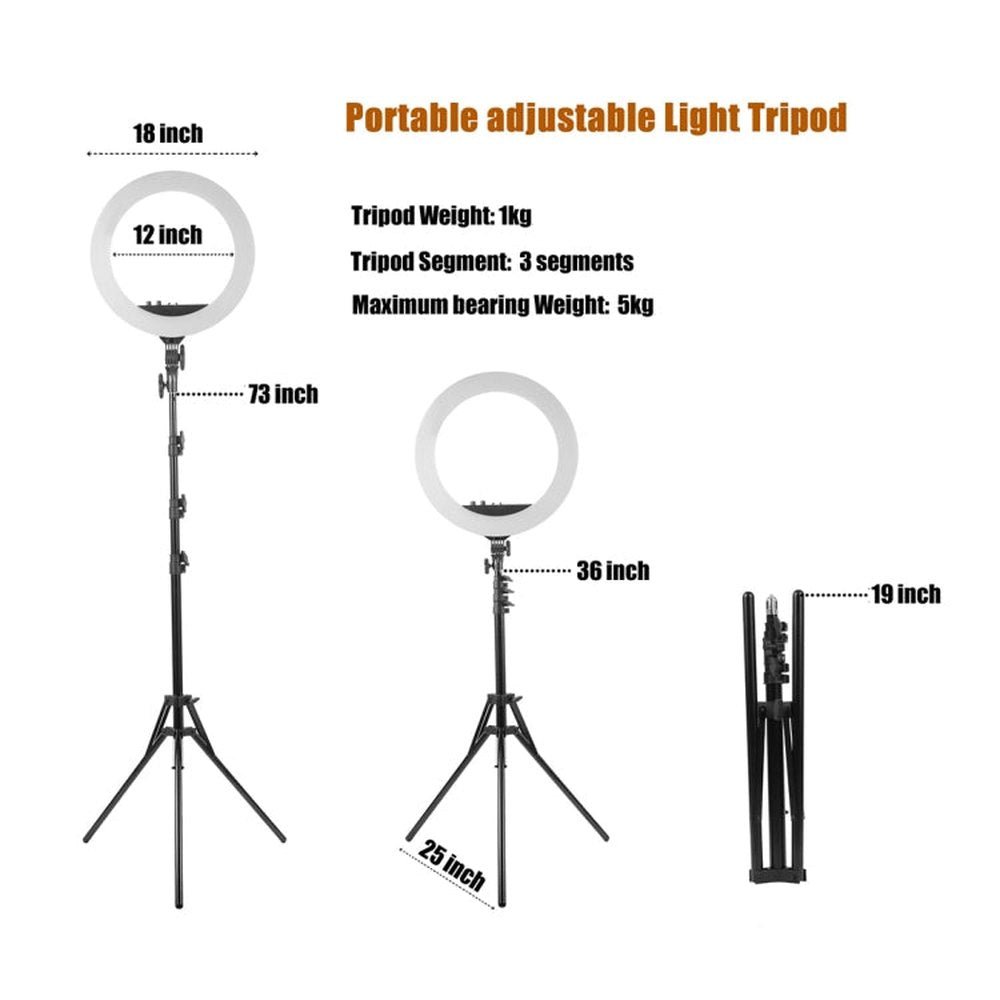 MANTOO RL - 18 II 100 - 240V 55W 18 inch Two - color Dimmable Ring Fill Light with Tripod, 18 inch - laboratorydeal
