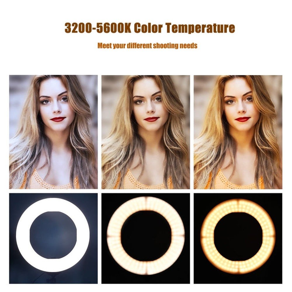 MANTOO RL - 18 II 100 - 240V 55W 18 inch Two - color Dimmable Ring Fill Light with Tripod, 18 inch - laboratorydeal