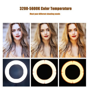 MANTOO RL - 18 II 100 - 240V 55W 18 inch Two - color Dimmable Ring Fill Light with Tripod, 18 inch - laboratorydeal