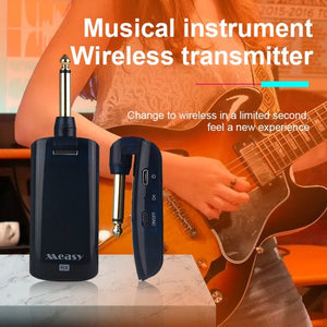 Measy AU688 - U 20 Channels Wireless Guitar System Rechargeable Musical Instrument Transmitter Receiver, AU688 - U Black - laboratorydeal