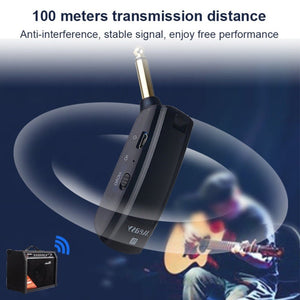 Measy AU688 - U 20 Channels Wireless Guitar System Rechargeable Musical Instrument Transmitter Receiver, AU688 - U Black - laboratorydeal