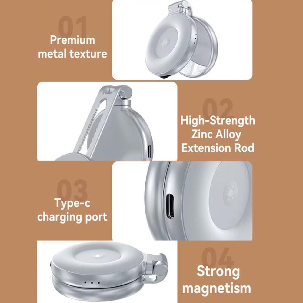 Mini Phone Magnetic Beauty Replacement Light Tri - color Temperature Portable Selfie Mirror Rotating Stretching Pocket Lamp, S5 - BGD - 01 - laboratorydeal