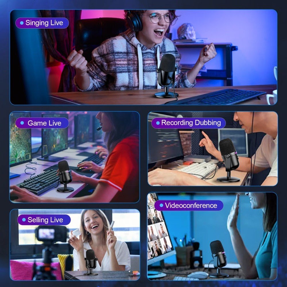 ONIKUMA M830 USB Desktop Colorful RGB Condenser Microphone - laboratorydeal