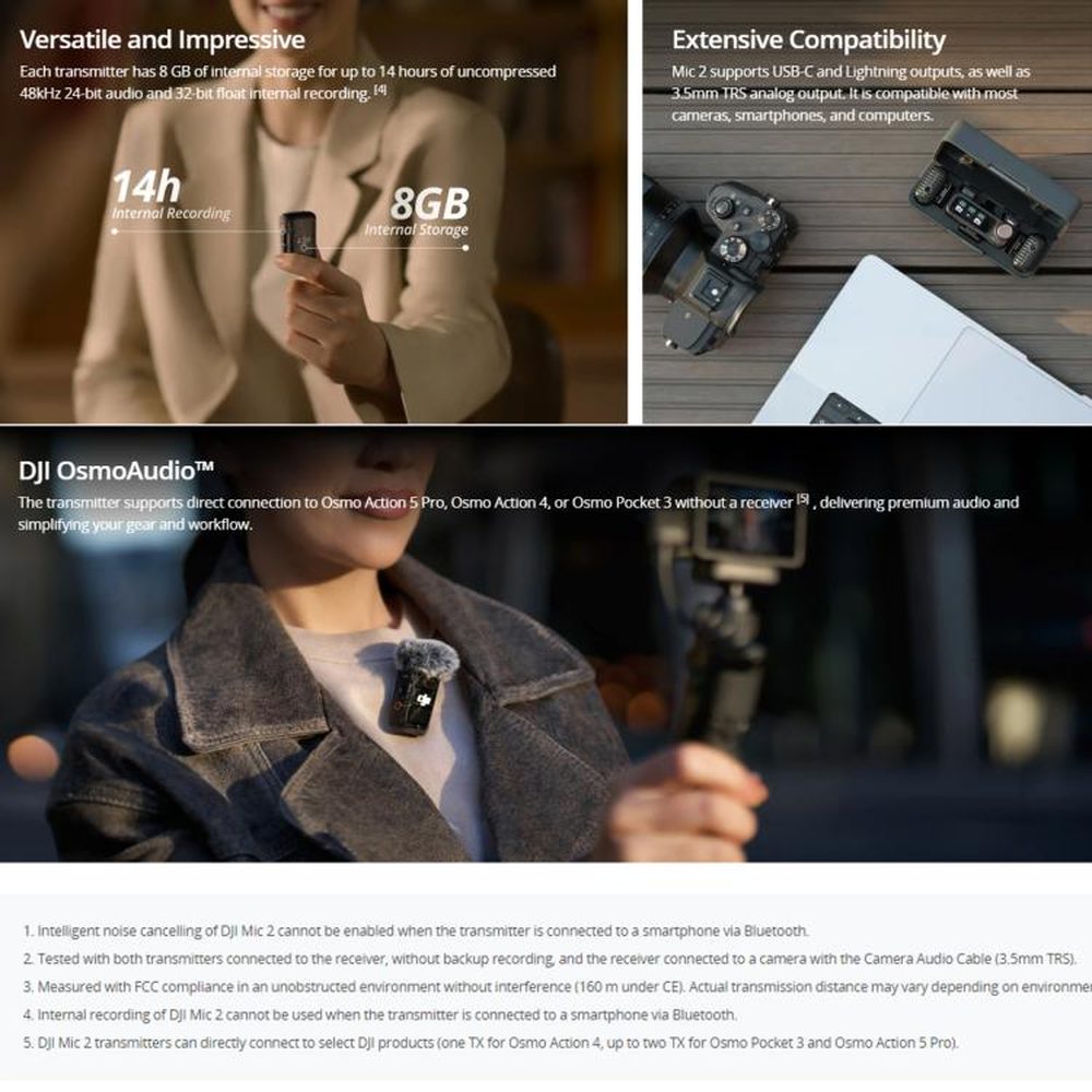 Original DJI Mic 2 (2 TX + 1 RX + Charging Case), 2 TX + 1 RX + Charging Case - laboratorydeal