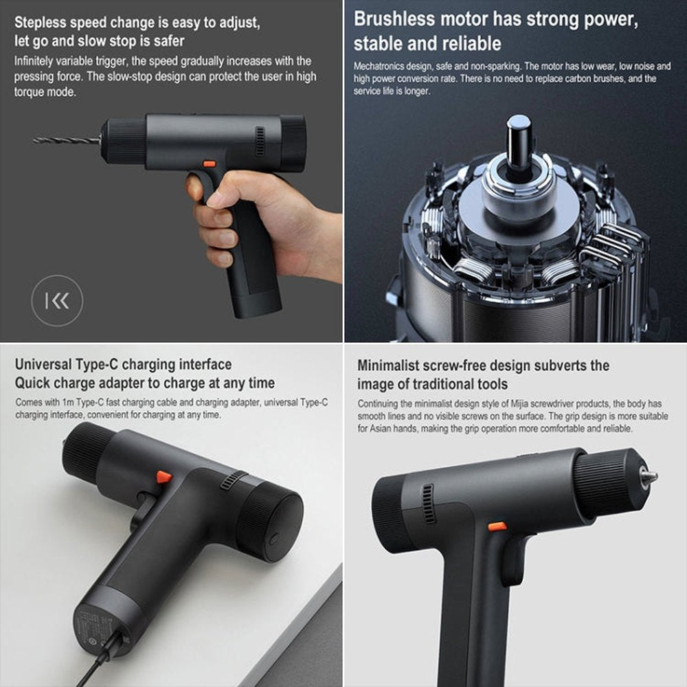 Original Xiaomi Mijia Household Brushless Smart Screen Display Electric Drill, US Plug, Brushless Electric Drill - laboratorydeal
