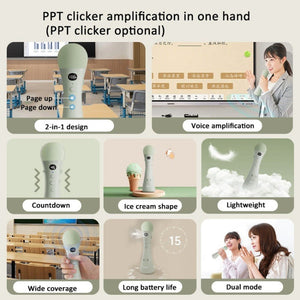 Oubai Z10 Bluetooth Wireless Microphone Voice Megaphone For Teacher, Basic Version, PPT Clicker Version - laboratorydeal